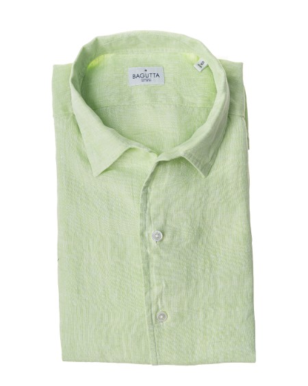 Shop BAGUTTA  Camicia: Bagutta camicia in lino.
Colletto piccolo senza bottone.
Maniche lunghe.
Slim fit.
Fabbricato in Albania.. JOHNNY EBLW CN0045-060